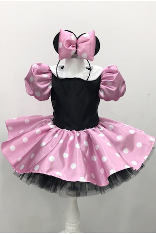 Minnie Mouse Kız Çocuk Pembe Doğumgünü Elbisesi&Parti Kostümü Pembe