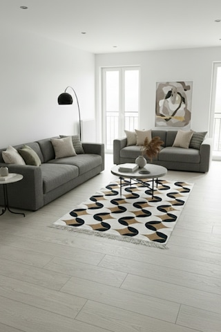 Modern Desenli Günlük Kullanıma Makinede Yıkanabilir Çift Taraflı Uygun Kilim Renkli