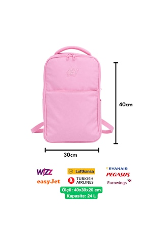 Jet Turtle Seyahat Sırt Çantası 40cm 40x25x15 Cm Pegasus, Wizz Air, Ryanair, El Valizi Koltuk Altı Valizi Pembe