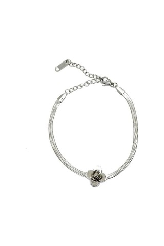 Çelik İtalyan Zincirli Kırçiçeği Gümüş Renk Kararmaz Bileklik 17+5 Boy Çelik