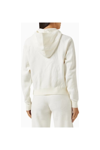 Marella Textured Cotton Hoodie, Modern Dokulu Kapüşonlu, Triko Sweatshirt Beyaz