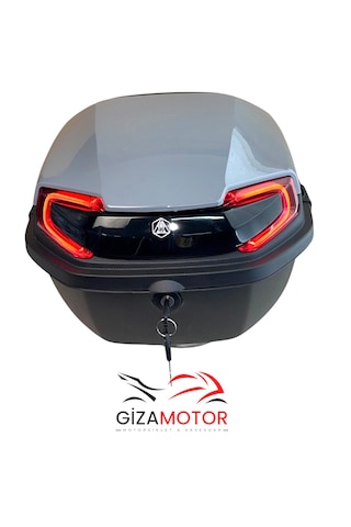 Işıklı + Sırt Dayamalı 33 Litre Motosiklet Çantası Koyu Nardo Gri