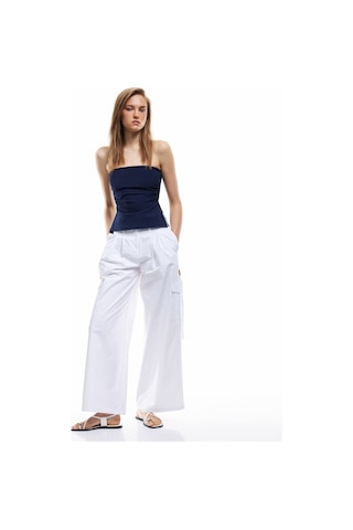 Koton Krep Scuba Kumaş Drape Detaylı Asimetrik Straplez Üst Lacivert 5sak10017ek Lacivert