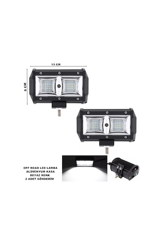 Off Road Power Led Lamba Beyaz Sabit Power Led 8 x 13 cm 2 Adet