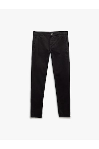 Koton Pamuklu Düğmeli Chino Cep Detaylı Slim Fit Pantolon Siyah 5sam40099hw Siyah