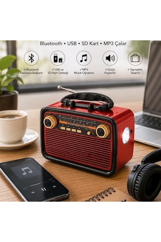 Nostaljik Radyo Bluetooth Bağlantılı Müzik Kutusu Ahşap 53435436
