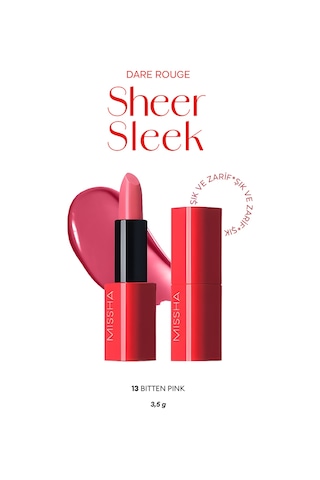 Missha Yoğun Pigmentli Besleyici Nemli Bitişli Ruj Dare Rouge Sheer Sleek 13 Bitten Pink