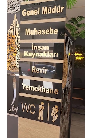25x10 Cm Siyah Gold Pleksi Yönlendirme Tabelası 1 Adet