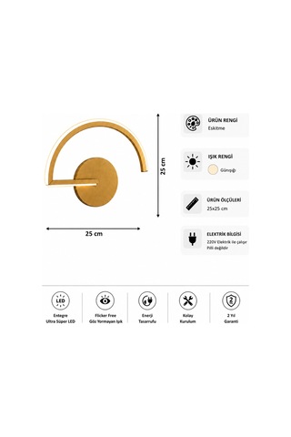 Mori Modern Led Duvar Apliği Günışığı Eskitme