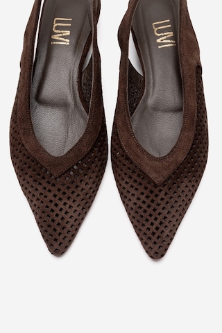 Luvishoes Lıeve Kahverengi Süet Hakiki Deri Kadın Alçak Topuklu Ayakkabı Kahverengi