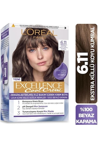 Excellence Cool Creme Saç Boyası 6.11 Ekstra Küllü Koyu Kumral 2'li Set pktlrpekssbykkst-8811