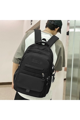 Novahub Oxford Bez Basit Seyahat Sırt Çantası Düz Renk Ortaokul Öğrencileri Okul Çantası 45x31x18cm Siyah, Küçük Boy Siyah