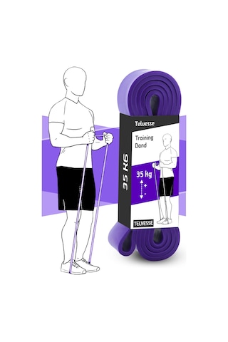 35 Kg Direnç Bandı Kas Geliştirme Lastiği Fitness Pilates Cross Training Bant Mor - Extra Sert Mor