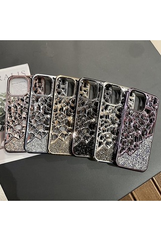 İphone 15 İçin Elmas Stil Delikli Isı Dağıtıcı Elektroliz Kaplamalı Tpu Telefon Kılıfı Çok Renkli