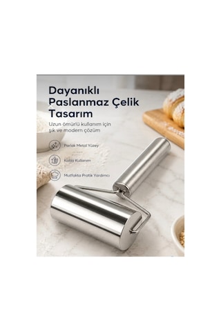 Metal Saplı Hamur Açma Merdanesi 19 Cm,rulo Hamur Açma Silindiri,pürüzsüz Rulo Oklava Diğer