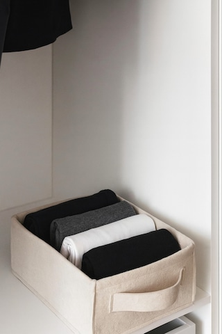 Krem Dolap İçi, Çamaşır, Oyuncak Düzenleyici, Saklama Kutusu, Keçe Sepet Organizer 38x25x13 Cm Krem