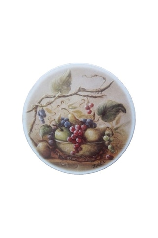Seramik Bardak Altlığı Üzüm Desenli 10x10cm Çok Renkli