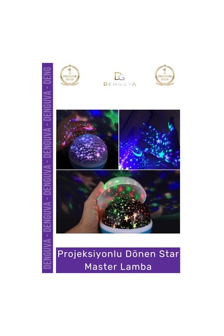 Projektörlamba Projektör Gece Lambası Çok Renkli Döner Başlıklı Usb Pilli Şık Çocuk Bebek Odası Lam