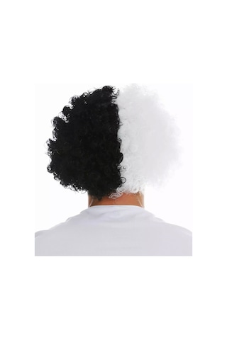 Siyah Beyaz Kıvırcık Afro Bonus Peruk Taraftar Bonus Saç 5324 256