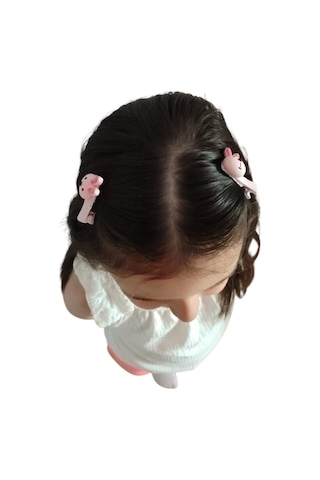 Sevimli Tavşan Figürlü Çocuk Saç Tokası 2 Li Set Çok Renkli