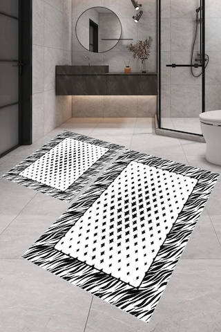 Eliana Home Dijital Baskı 2'li Banyo Paspas Takımı Lna5-0648 100x60 Ve 60x50 Cm Siyah