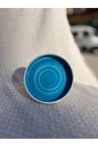 El Yapımı Seramik Kupa, Mug, Türk Kahvesi Bardağı Mavi Çiçek