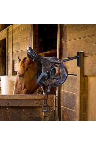 Homyl Taşınabilir Eyer Rafı Ahır Düzenleme Duvarlarına Veya Siyah