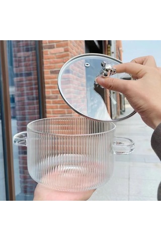 1,5 Litre Borosilikat Isıya Dayanıklı Pinterest Stil Cam Tencere Minimalist Tencere Mutfak Pişirme Şeffaf