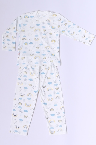 Hçm Bebek Pamuk Pijama Takımı Tenkli Baskılı Bisiklet Yaka A2 Mavi