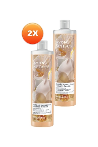 Avon Senses Simply Luxurious Beyaz Şeftali ve Vanilya Kokulu Krem Duş Jeli 2 x 500 ML