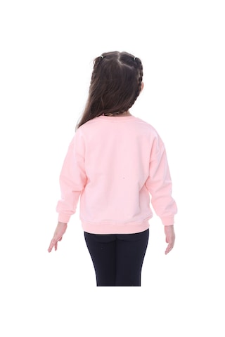 Zuzunga Basic Düz Renk Somon Fırçalı Yumuşak %100 Pamuk Sweatshirt Somon