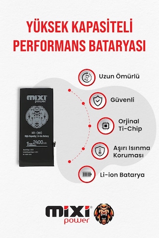 Apple Uyumlu iPhone 8  Yüksek Kapasiteli Batarya, Pil Sağlığı Yüzde Gösterir,