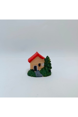 Mini Çam Ağaçlı Ev -kırmızı-teraryum Malzemesi Çok Renkli
