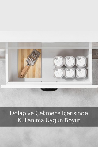 6'lı Etiketli Ve Kilitlenebilir Hava Almaz Kapaklı Baharatlık Seti - Baharatlık Bej