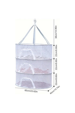 Elmpaly 1 Seviyeli Kapaklı Katlanır Gıda Kurutucu - Balık Sebze Meyve İçin Taşınabilir 3 Katlı Izgara Çerçeve Kampçılık Bahçe Kullanımı Gıda Sınıfı Polyester Ahşap