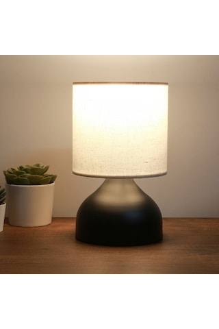 Milano Metal Gövdeli Abajur Krem Kırçıllı Kumaş Yatak Odası Salon Cafe Aydınlatma Krem