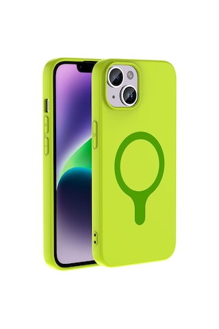 iPhone Uyumlu 13 Kılıf M-safe Şarj Özellikli Frm Aris Silikon Kapak - Yeşil