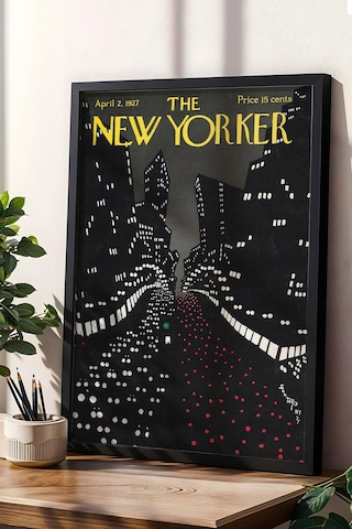 The New Yorker Çerçeveli Tablo April 2 1927 - Şehir Trafik Işıkları