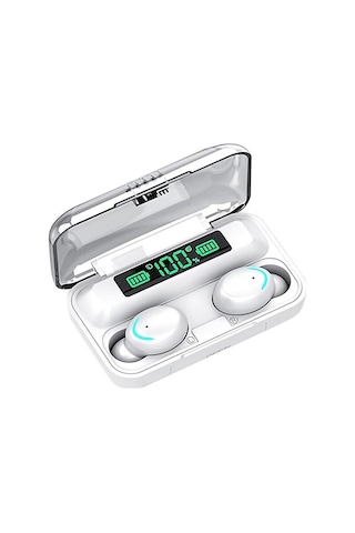 Qingmipy Beyaz Bluetooth 5.0 Kulak İçi Kulaklıklar, Akıllı Dokunmatik Kontrol, Pil Göstergeli 800mah Şarj Kutusu, Spor Ve Koşu İçin, Powerbank Özelliğiyle