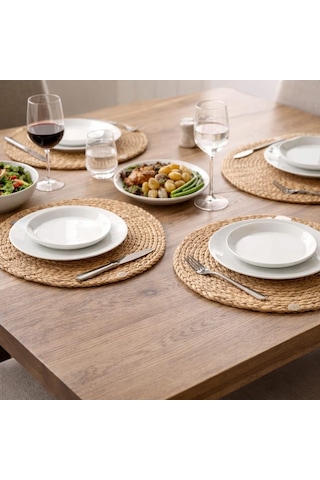 Doğal Hasır Suple 4'lü Set Yuvarlak Amerikan Servis, El Yapımı Hasır Placemats, Kaymaz Dayanıklı Masa Altlığı Diğer
