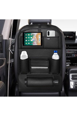 Bod Deri Masalı Oto Koltuk Arkası Koruyucu Eşya Düzenleyici Araç içi Organizer Siyah