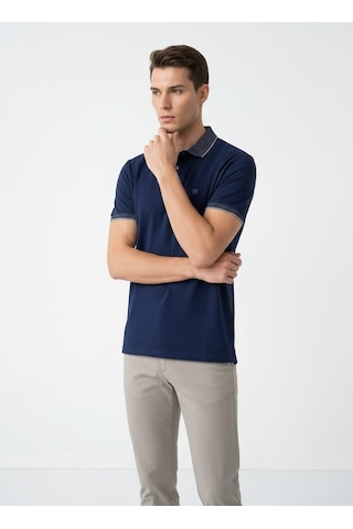 Giyim Dünyası Erkek Polo Yaka Kısa Kol Tshirt Lacivert