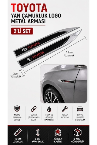 Toyota Metal Damla Desen Çamurluk Yan Çıtası Logo Amblem 2 Li Set