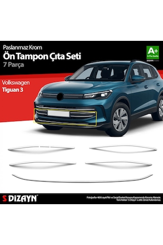 S-dizayn Vw Tiguan 3 Krom Ön Tampon Çıta Seti 7 Prç. 2024 Üzeri A