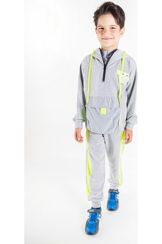 Baby&Kids Neon Detaylı Kapüşonlu Erkek Çocuk Eşofman Takımı Gri