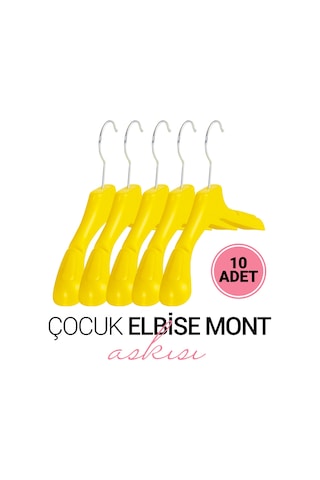 Çocuk SARI Elbise Mont Askısı 10 Adet Paketli 30 Cm Çocuk Askı Sarı