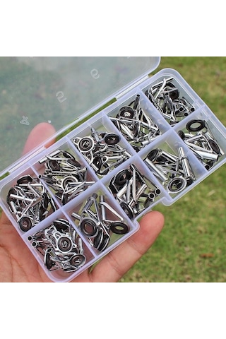 Olta Kılavuzu 80 Adet/kutu Paslanmaz Çelik Kılavuz Çubuk Ucu Tamir Kiti Çubuk Dıy Göz Halkaları