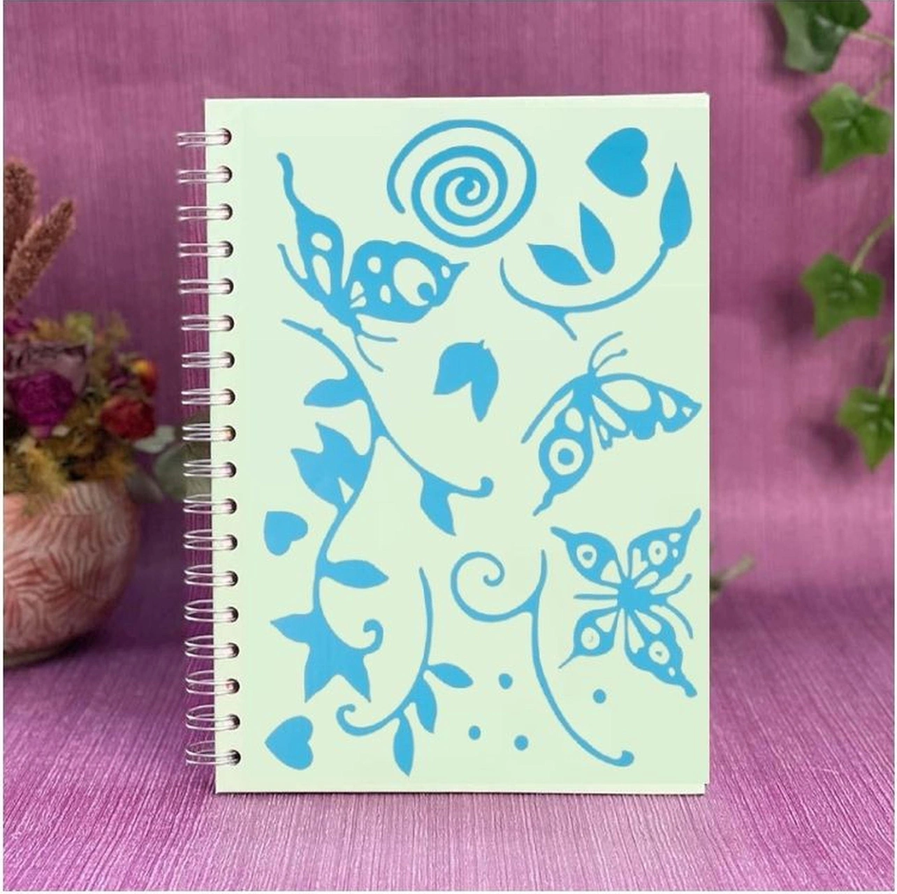2 Adet Defter Sticker,laptop Sticker Mavi Kelebekli Pvc 48x33x0,5cm