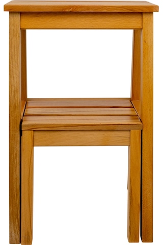 Refilya Masif Ahşap Katlanır Merdiven Tabure Natürel Kayın Ağa...