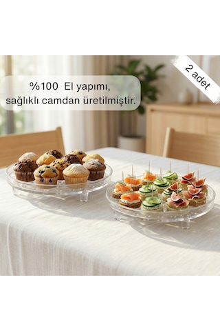 Selen Concept Bubble Model Cam Ayaklı Sunumluk 2'li Set Renk